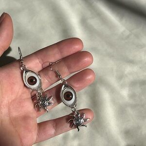 Silver Eye and Sun Dangle Earrings